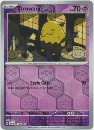 016/064 Drowzee Reverse Holo Shrouded Fable Pokémon Card