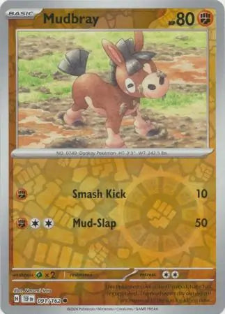 091/162 Mudbray Reverse Holo Temporal Forces Pokémon Card