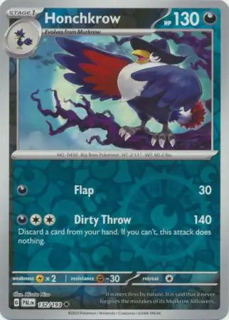 132/193 Honchkrow Reverse Holo Paldea Evolved Pokémon Card