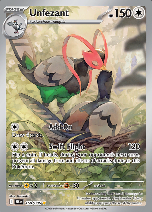 150/086 Unfezant Illustration Rare Black Bolt Pokémon Card