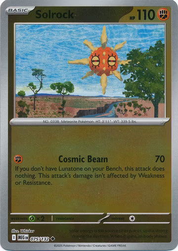 075/132 Solrock Reverse Holo Mega Evolution Pokémon Card