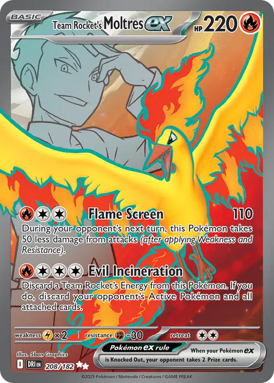 208/182 Team Rocket's Moltres ex Destined Rivals Pokémon Card