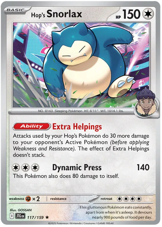 117/159 Hop's Snorlax Journey Together Pokémon Card