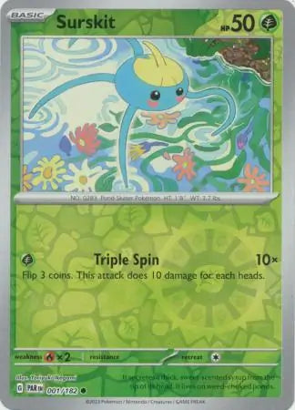 001/182 Surskit Reverse Holo Paradox Rift Pokémon Card