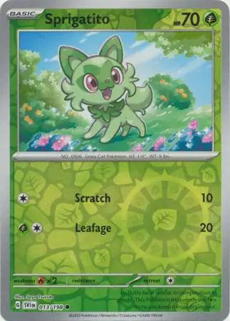013/198 Sprigatito Reverse Holo Scarlet & Violet Base Set Pokémon Card