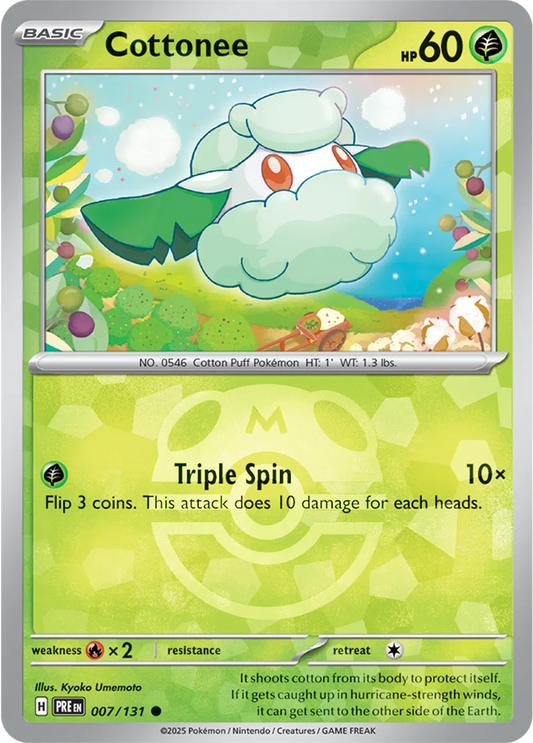 007/131 Cottonee Master Ball Holo Prismatic Evolutions Pokémon Card