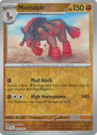 092/162 Mudsdale Reverse Holo Temporal Forces Pokémon Card