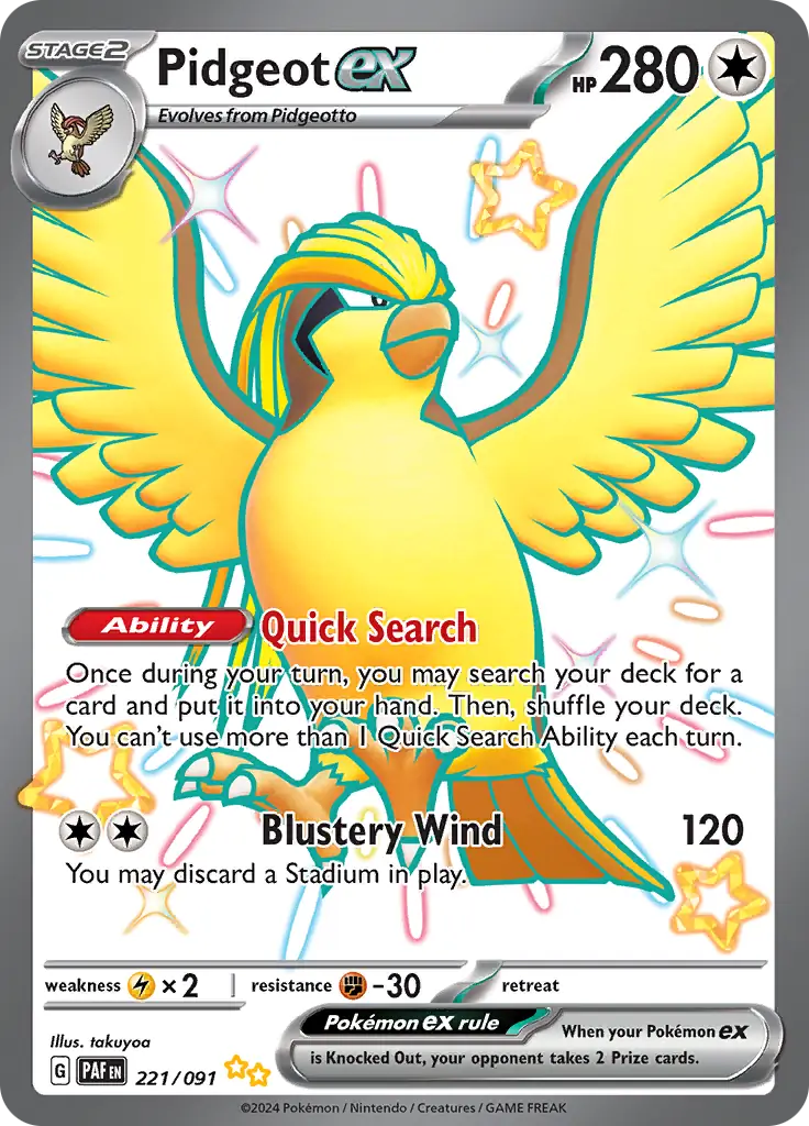 221/091 Pidgeot ex Paldean Fates Pokémon Card