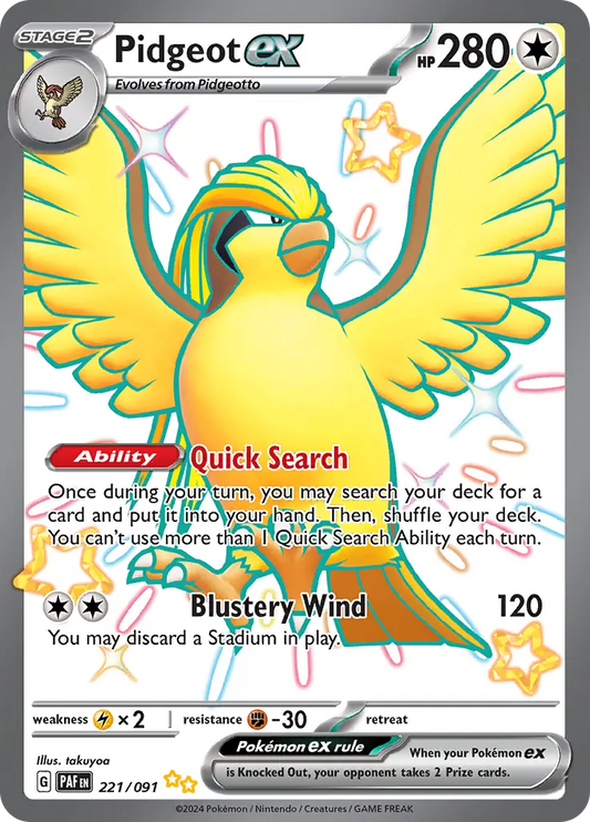 221/091 Pidgeot ex Paldean Fates Pokémon Card