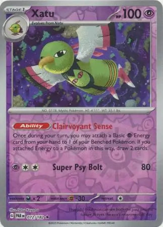 072/182 Xatu Reverse Holo Paradox Rift Pokémon Card