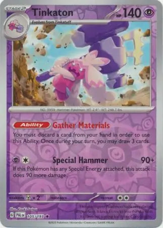 105/193 Tinkaton Reverse Holo Paldea Evolved Pokémon Card