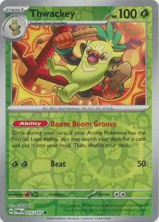 015/167 Thwackey Reverse Holo Twilight Masquerade Pokémon Card