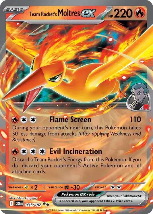 031/182 Team Rocket's Moltres ex Destined Rivals Pokémon Card