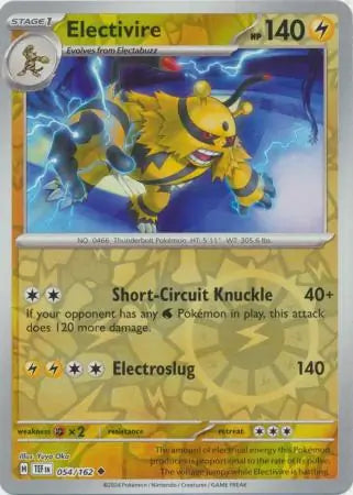 054/162 Electivire Reverse Holo Temporal Forces Pokémon Card
