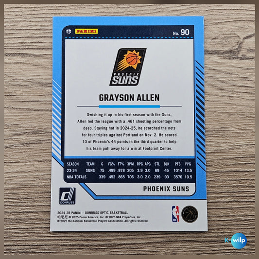 090 Grayson Allen, Phoenix Suns 2024/2025 Donruss Optic Basketball Panini Trading Card