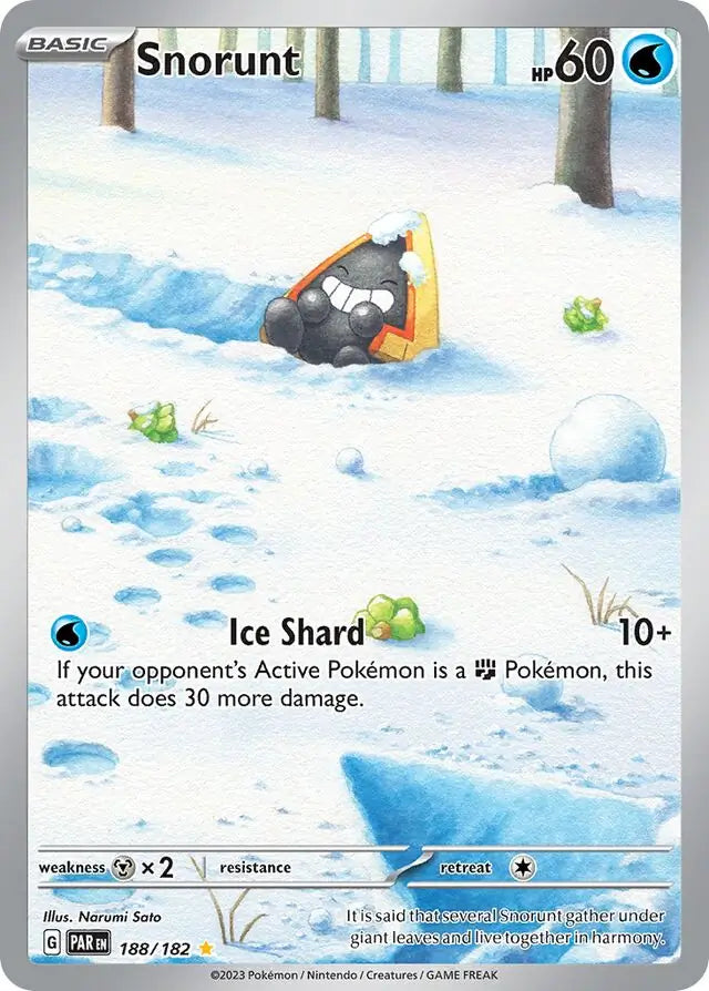 188/182 Snorunt Paradox Rift Pokémon Card