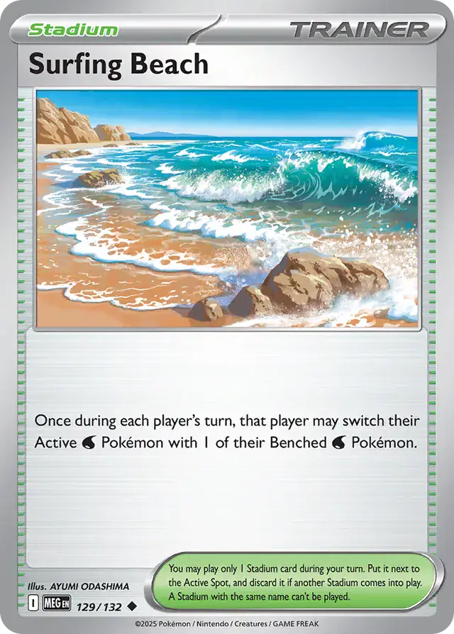 129/132 Surfing Beach Mega Evolution Pokémon Card