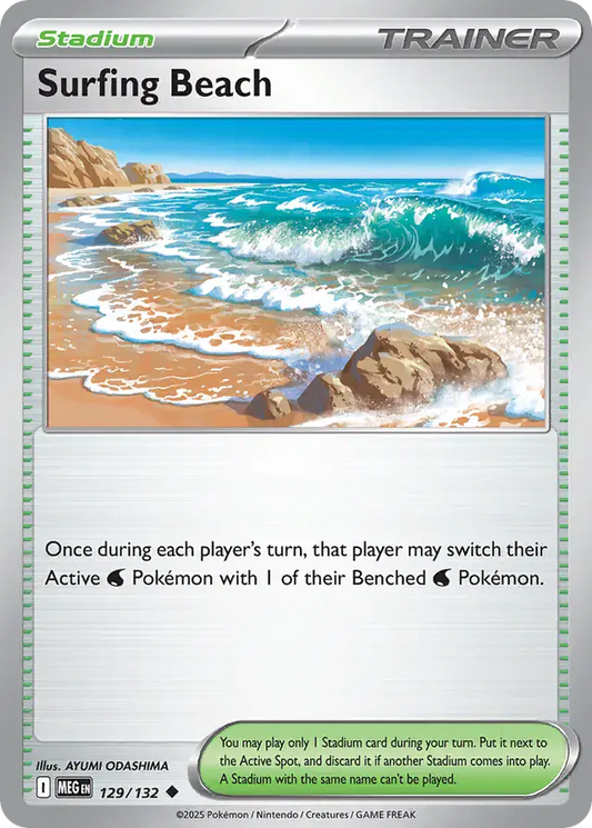 129/132 Surfing Beach Mega Evolution Pokémon Card