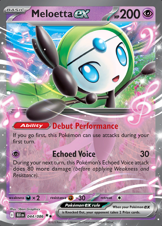 044/086 Meloetta ex S&V Black Bolt Double Rare Holo Pokémon Card