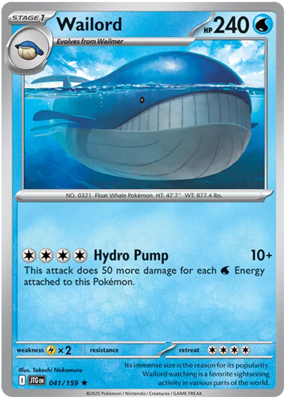 041/159 Wailord Journey Together Pokémon Card
