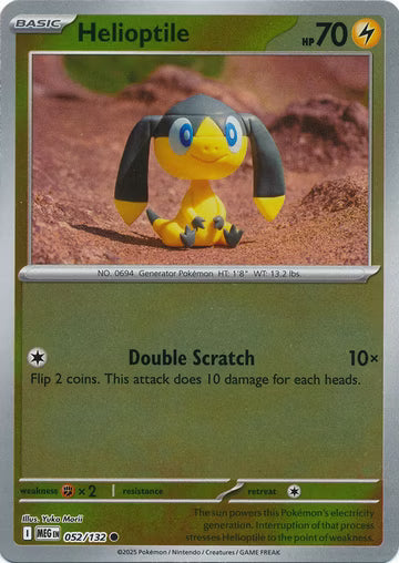 052/132 Helioptile Reverse Holo Mega Evolution Pokémon Card