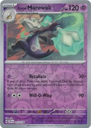 057/159 Alolan Marowak Reverse Holo Journey Together Pokémon Card