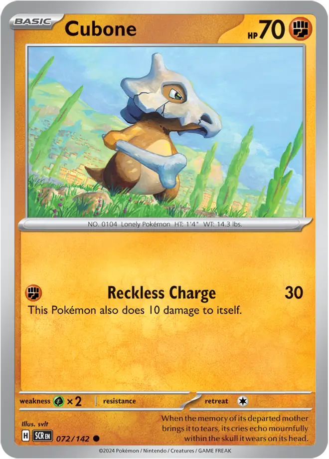 072/142 Cubone Stellar Crown Pokémon Card