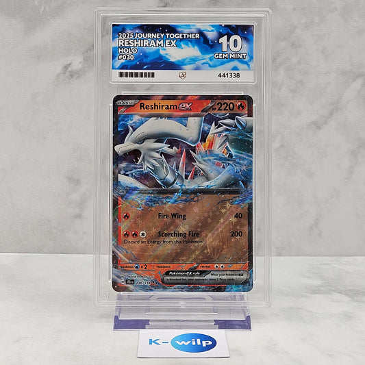 Reshiram EX Holo 030/159 English Journey Together Pokémon Card ACE Graded 10