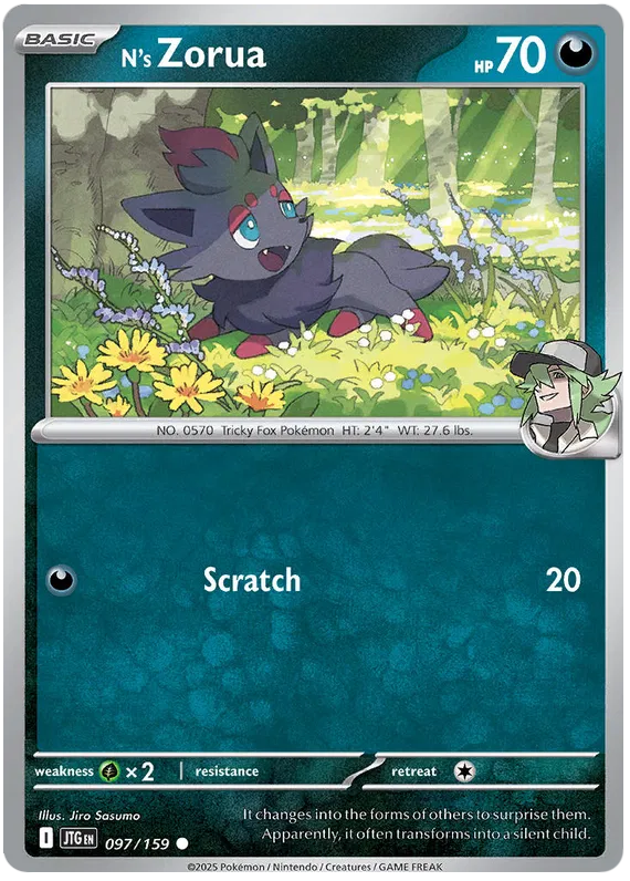097/159 N's Zorua Journey Together Pokémon Card