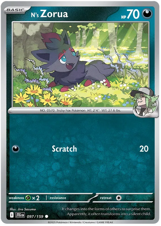 097/159 N's Zorua Journey Together Pokémon Card