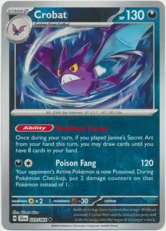 029/064 Crobat Reverse Holo Shrouded Fable Pokémon Card