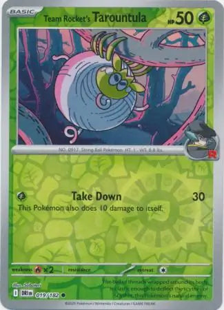 019/182 Team Rocket's Tarountula Reverse Holo Destined Rivals Pokémon Card