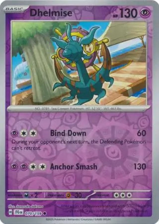 070/159 Dhelmise Reverse Holo Journey Together Pokémon Card