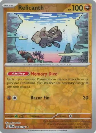084/162 Relicanth Reverse Holo Temporal Forces Pokémon Card