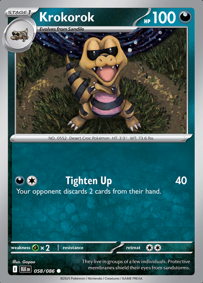 058/086 Krokorok Black Bolt Pokémon Card