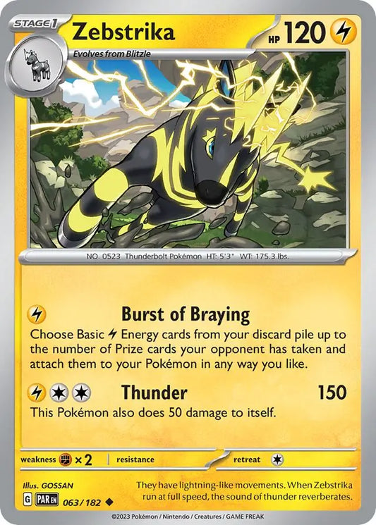 063/182 Zebstrika Paradox Rift Pokémon Card