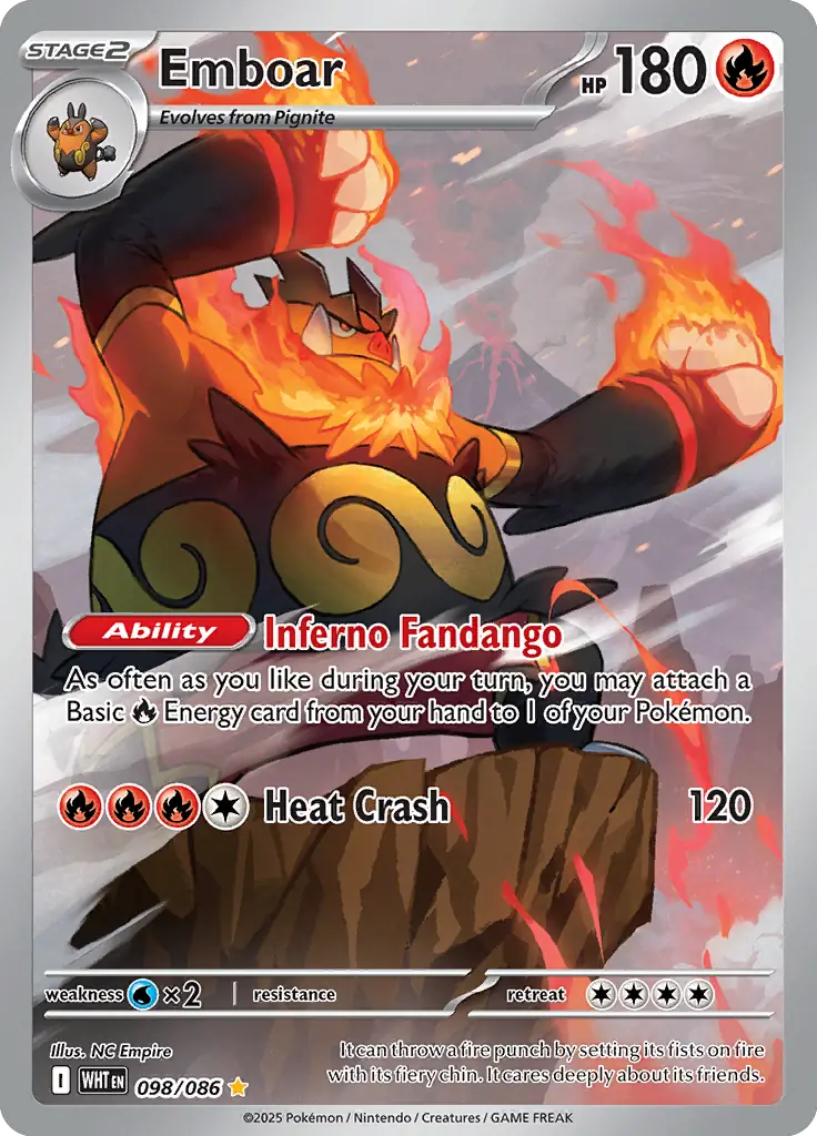 098/086 Emboar White Flare Pokémon Card