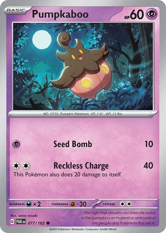 077/182 Pumpkaboo Paradox Rift Pokémon Card