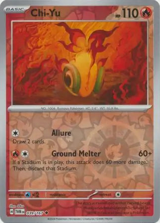 039/167 Chi-Yu Reverse Holo Twilight Masquerade Pokémon Card