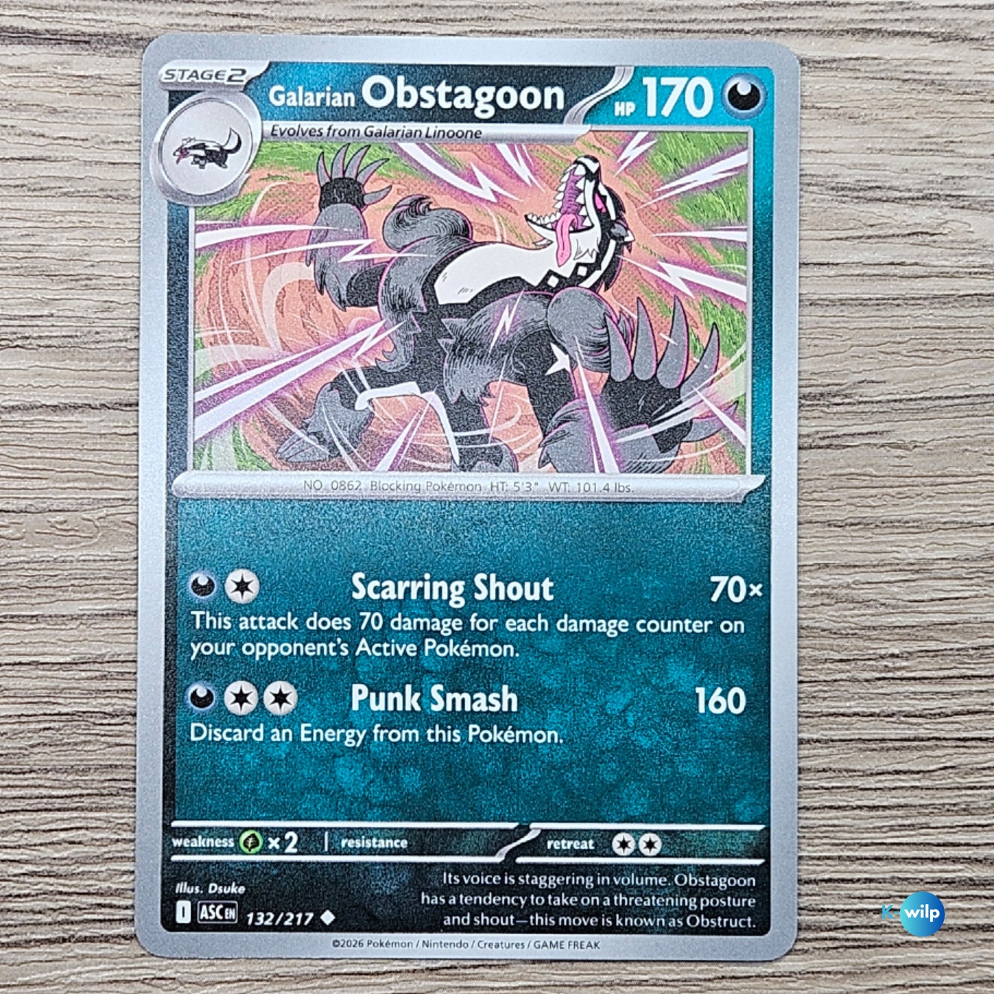 132/217 Galarain Obstagoon Ascended Heroes Pokémon Trading Card