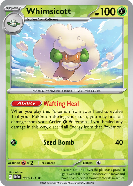 008/131 Whimsicott Poke Ball Holo Prismatic Evolutions Pokémon Card