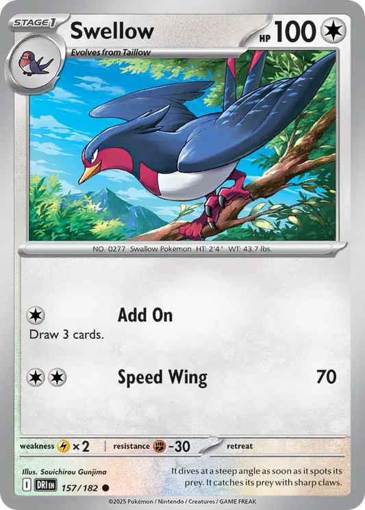 157/182 Swellow Destined Rivals Pokémon Card
