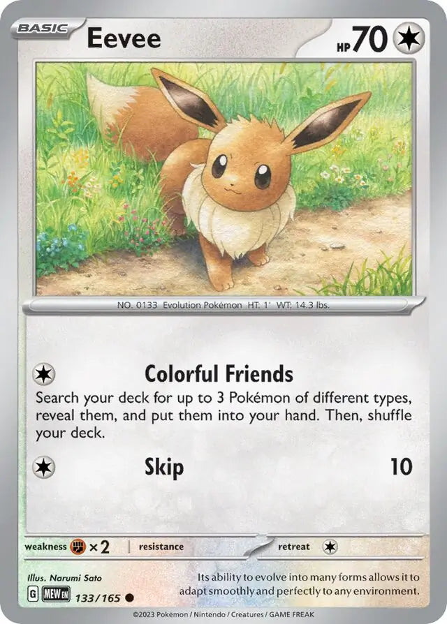 133/165 Eevee 151 Pokémon Card