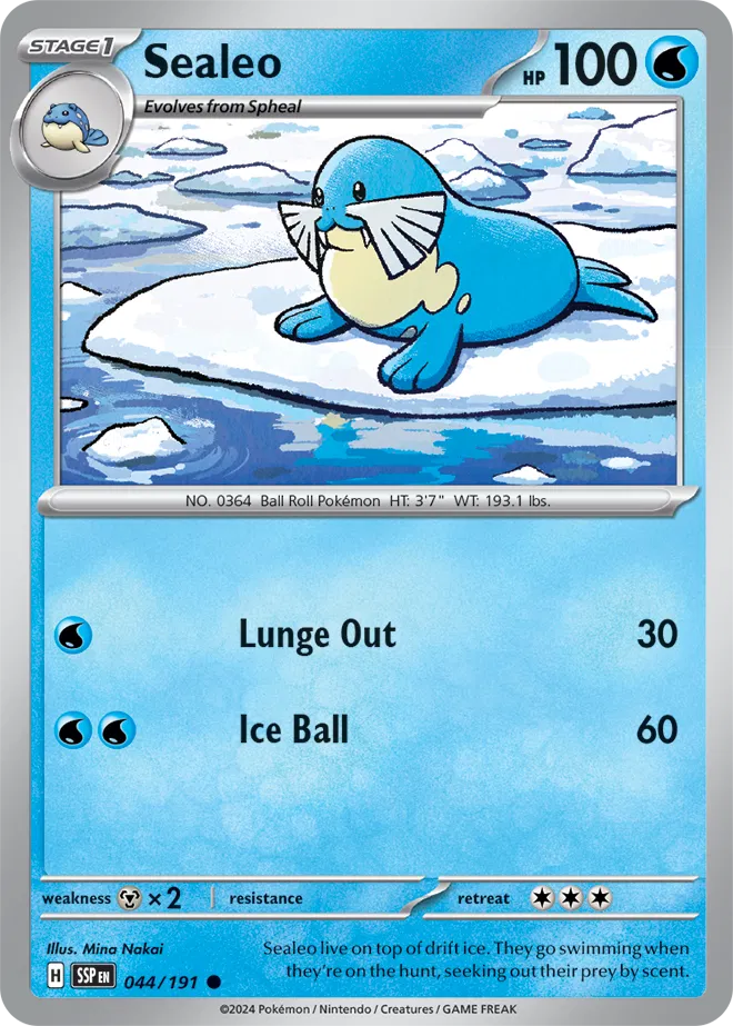 044/191 Sealeo Surging Sparks Pokémon Card