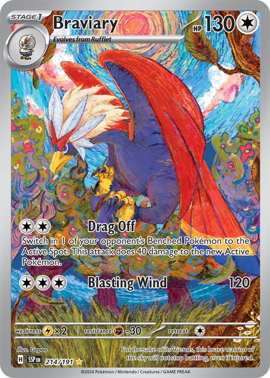 214/191 Braviary Surging Sparks Pokémon Card