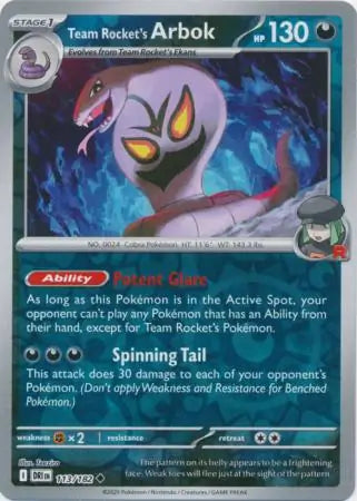 113/182 Team Rocket's Arbok Reverse Holo Destined Rivals Pokémon Card