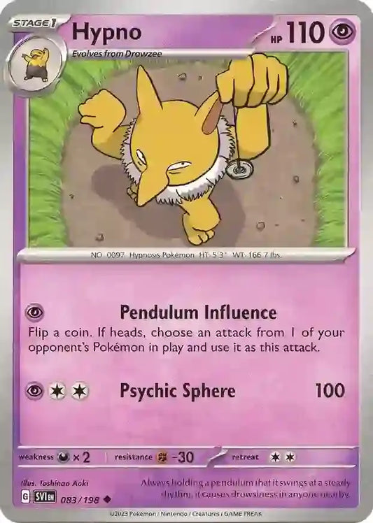 083/198 Hypno Scarlet & Violet Base Set Pokémon Card