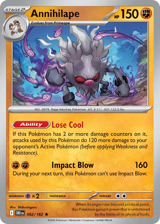 092/182 Annihilape Destined Rivals Pokémon Card