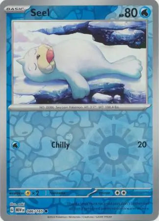 086/165 Seel Reverse Holo 151 Pokémon Card