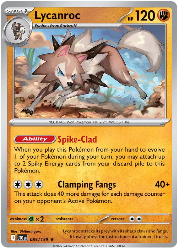 085/159 Lycanroc Journey Together Pokémon Card